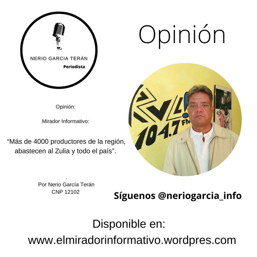 Mirador Informativo Opinión,   “Más de 4000 productores de la región, abastecen al Zulia y todo el país”.  Entrevista a Onésimo Prado Presidente de Fegalago, por Nerio García Terán CNP&nbsp;12102