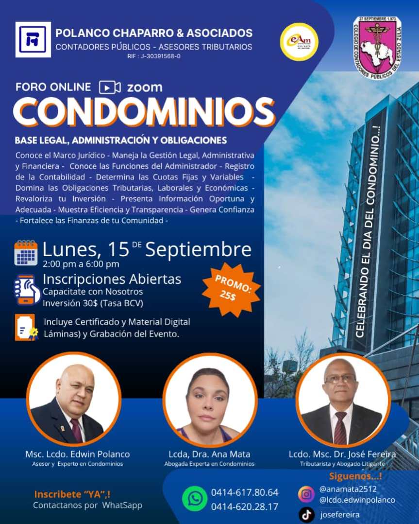 Desde Maracaibo organizan actividad de actualización profesional para directivos de&nbsp;condominios