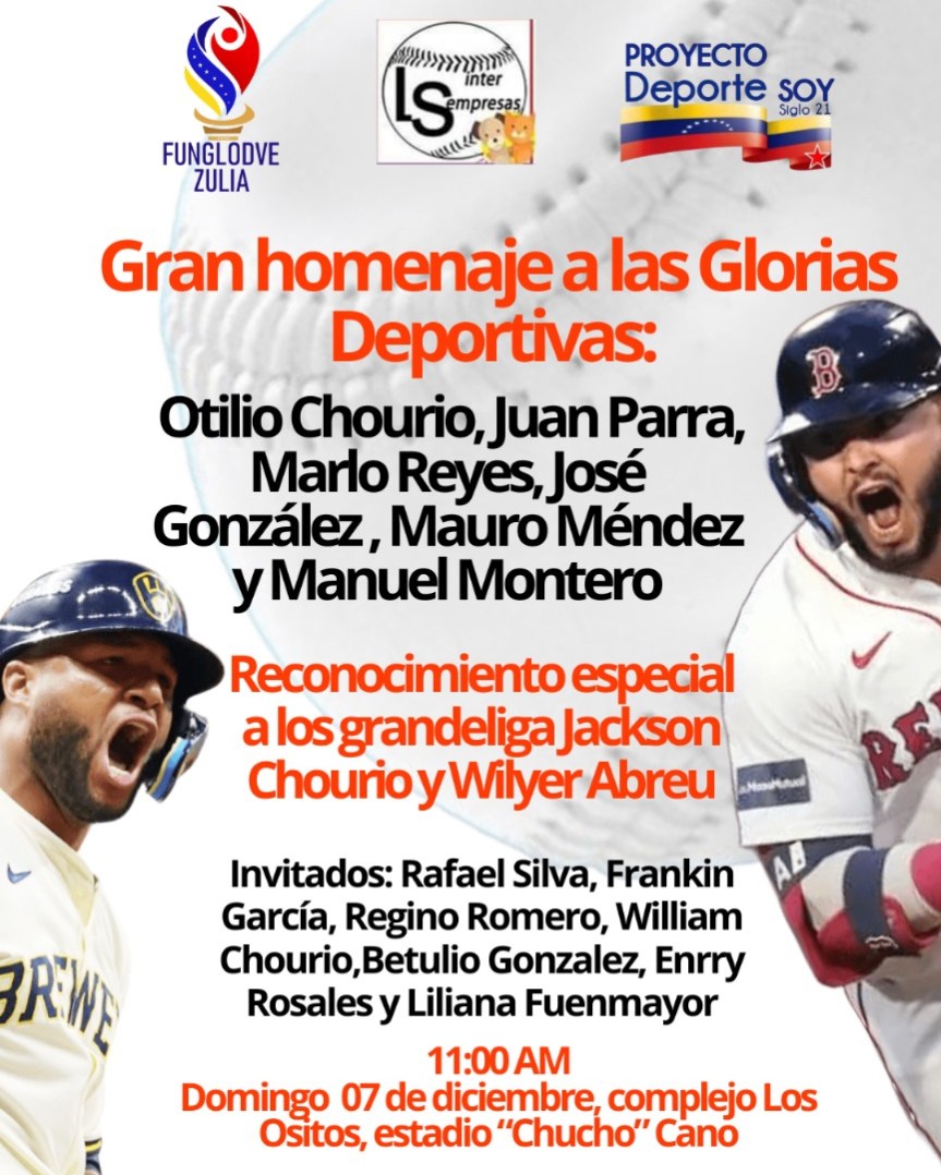 Glorias Deportivas&nbsp; Zulia serán Homenajeados en «Complejo Los Ositos» el domingo 7 de&nbsp;diciembre