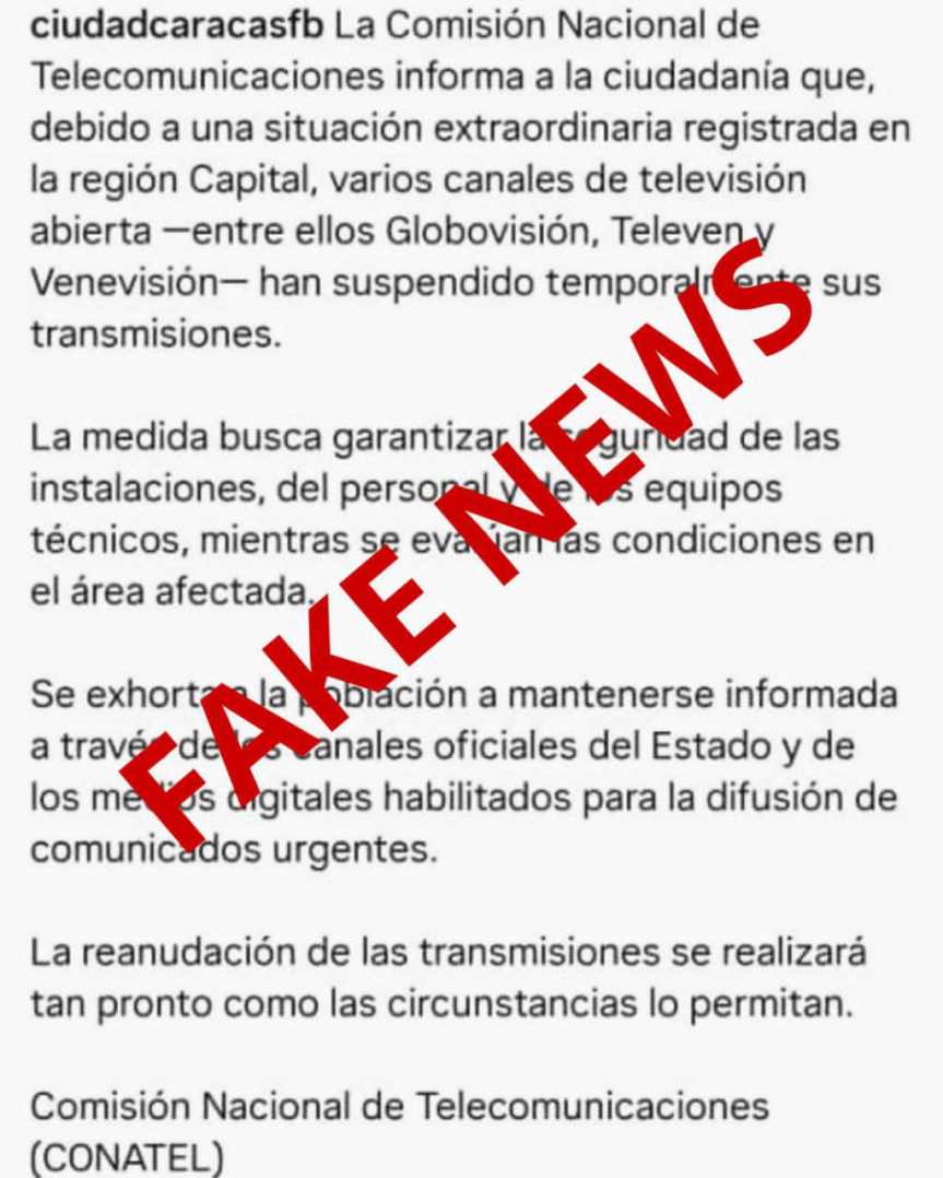 Conatel Desmiente Suspensión de la Señal&nbsp;Abierta